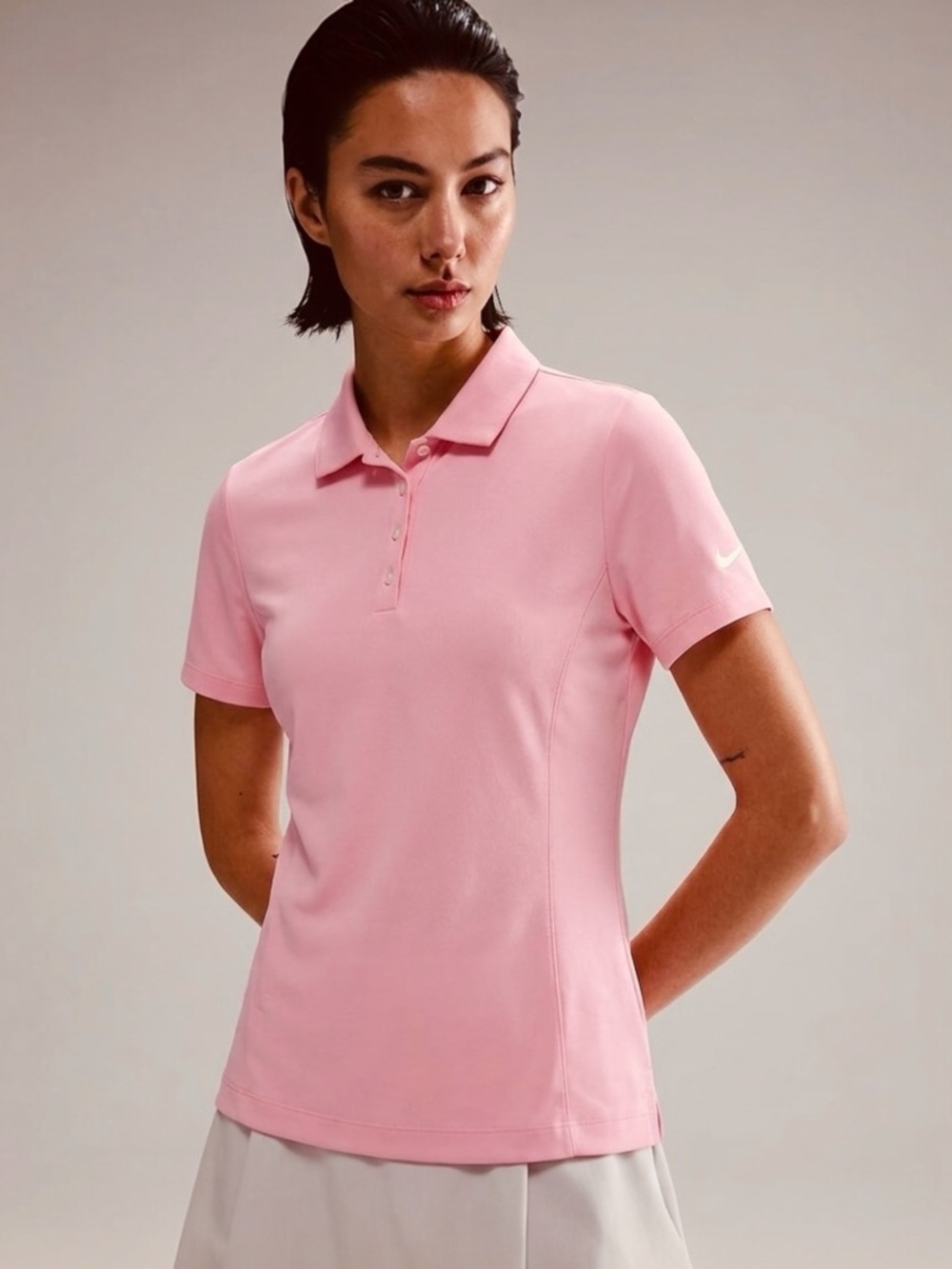 Nike Golf Dri-FIT Pink Short Sleeve Polo Shirt Women's Size Large Preppy
